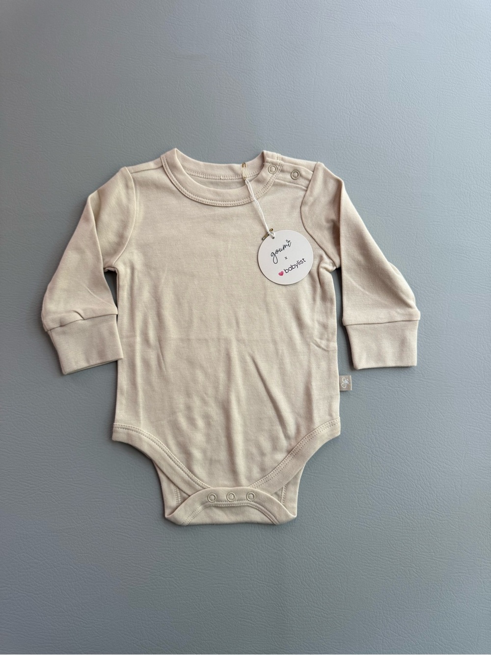 GOUMI Baby Cream Onesie Bodysuit Long Sleeve 3-6M Bamboo Cotton NEW with Tags